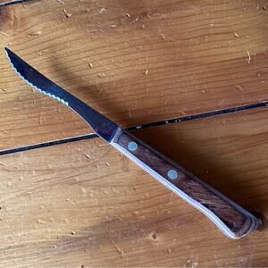 Vintage Flint Vanadium Grapefruit Knife Curved Serrated Blade 7" Made In USA